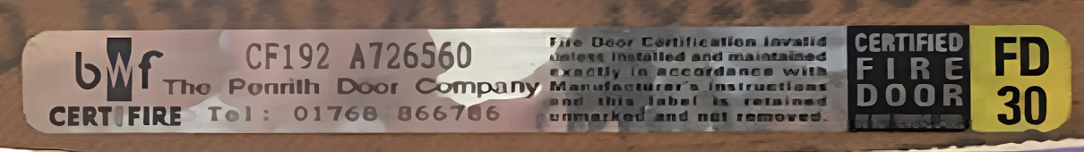 fire door certification sticker 